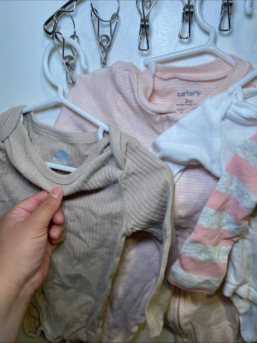 Carter's Pink & Neutral Striped Long-Sleeve Baby Bodysuit Set, with other brands